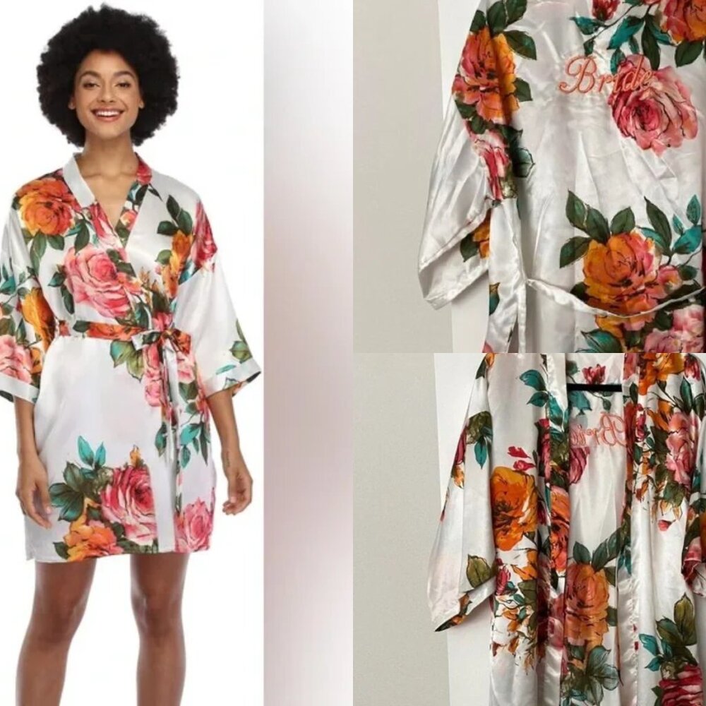 Showpo Multicolor Floral Satin Kimono
